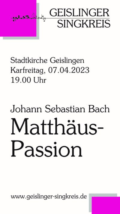 JS Bach &#8211; Matthäus-Passion BWV 244
